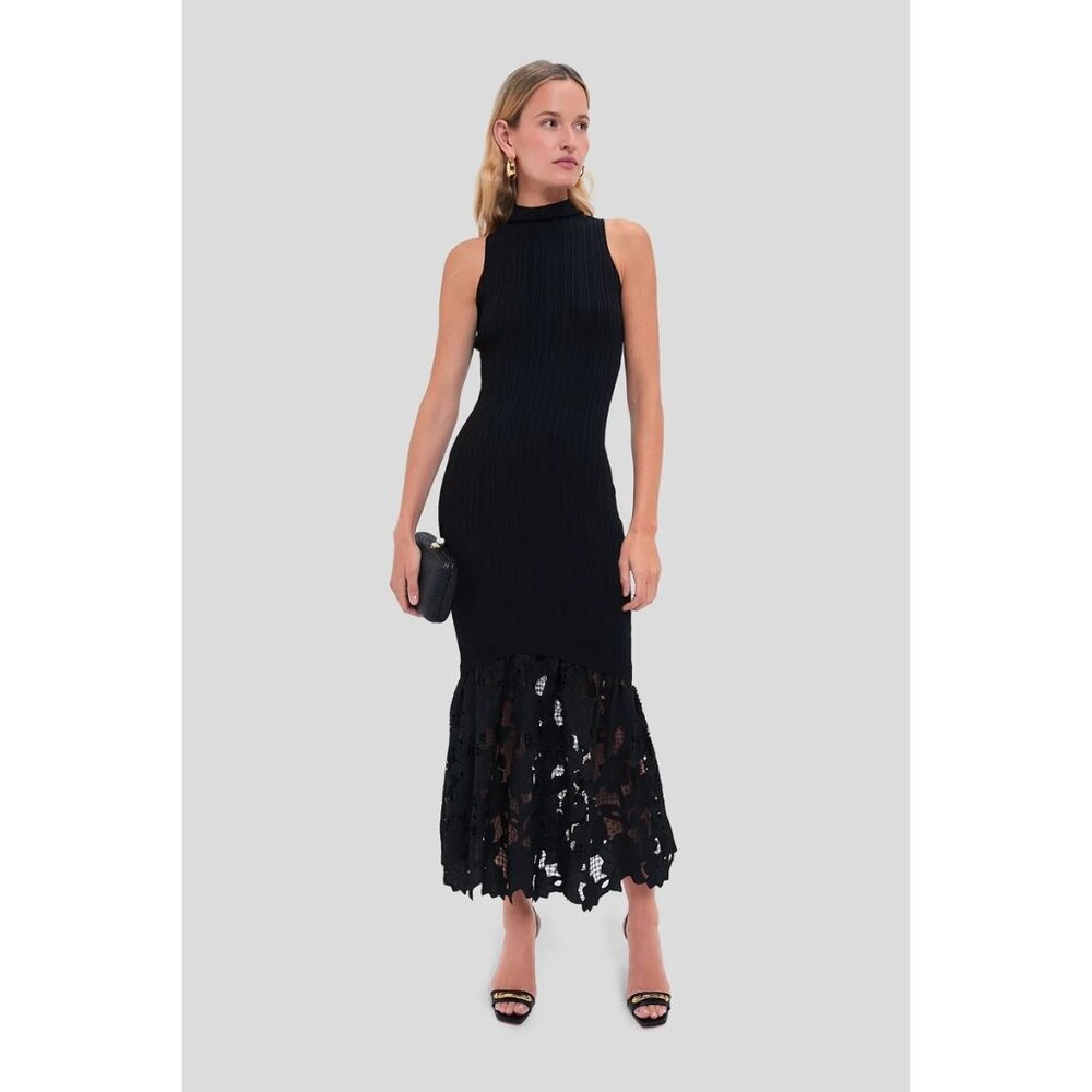 SAYLOR Rhiannon Dress in Black Small New Womens Midi knit - Picture 15 of 15